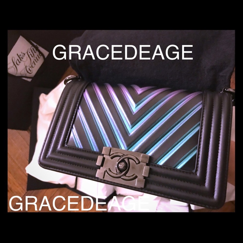 NEVER USED Chanel Iridescent Chevron Small Boy Bag